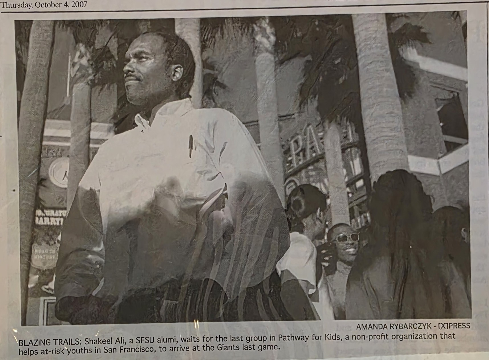 Shakeel Ali at AT&T Park with Pathways for Kids participants